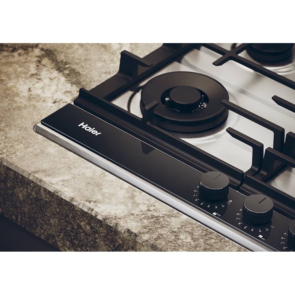 Plita incorporabila HAIER HAHG6BF4TX, Gaz, 4 arzatoare, Wok, inox-negru