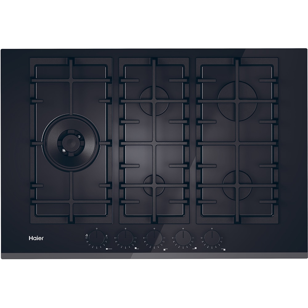 Plita incorporabila HAIER HAVG7WL4HBPB, Gaz, 5 arzatoare, Wok, negru