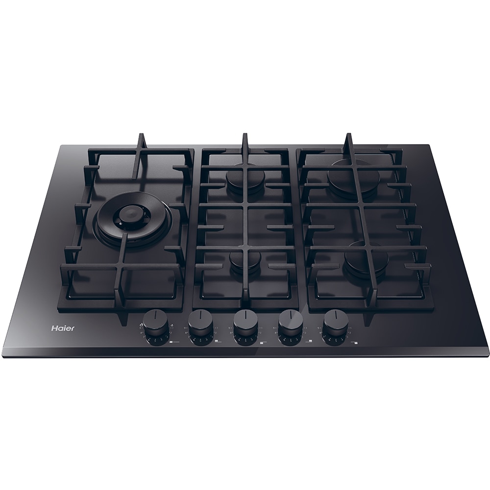 Plita incorporabila HAIER HAVG7WL4HBPB, Gaz, 5 arzatoare, Wok, negru