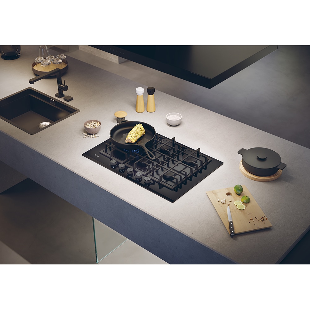 Plita incorporabila HAIER HAVG7WL4HBPB, Gaz, 5 arzatoare, Wok, negru