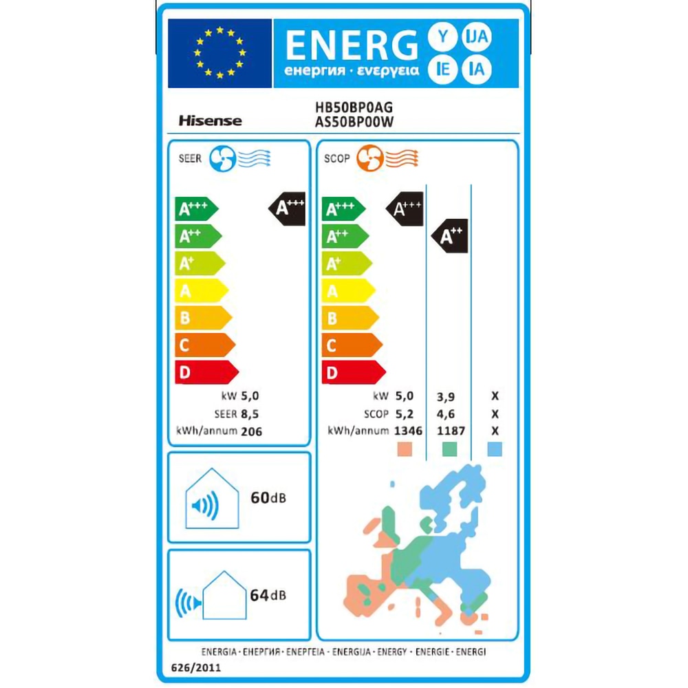 Aer conditionat HISENSE UniPure, 18000 BTU, A+++/A++, Functie Incalzire, Wi-Fi, alb