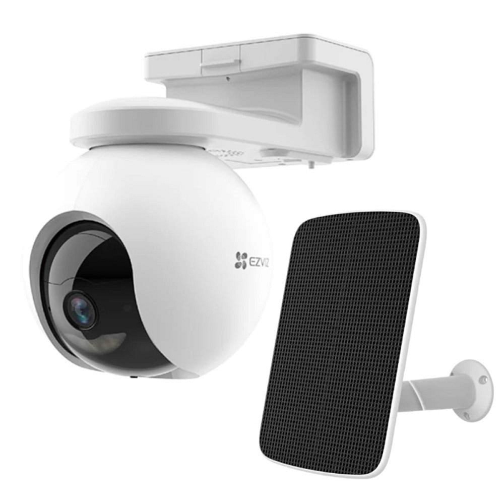 Camera IP Wireless EZVIZ HB8, 4K, IR 15 metri, Motion Detection, panou solar Type-C, baterie 10400mAh, alb