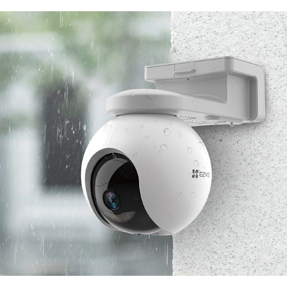 Camera IP Wireless EZVIZ HB8, 4K, IR 15 metri, Motion Detection, panou solar Type-C, baterie 10400mAh, alb