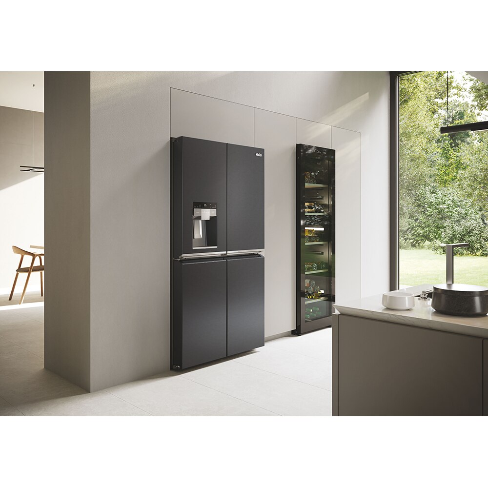 Side by Side HAIER HCR7918EIMB, No Frost, 601 l, H 177 cm, Clasa E, Dozator apa, negru