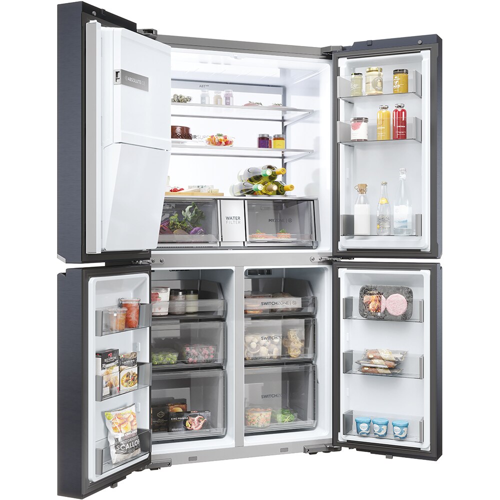 Side by Side HAIER HCR7918EIMB, No Frost, 601 l, H 177 cm, Clasa E, Dozator apa, negru