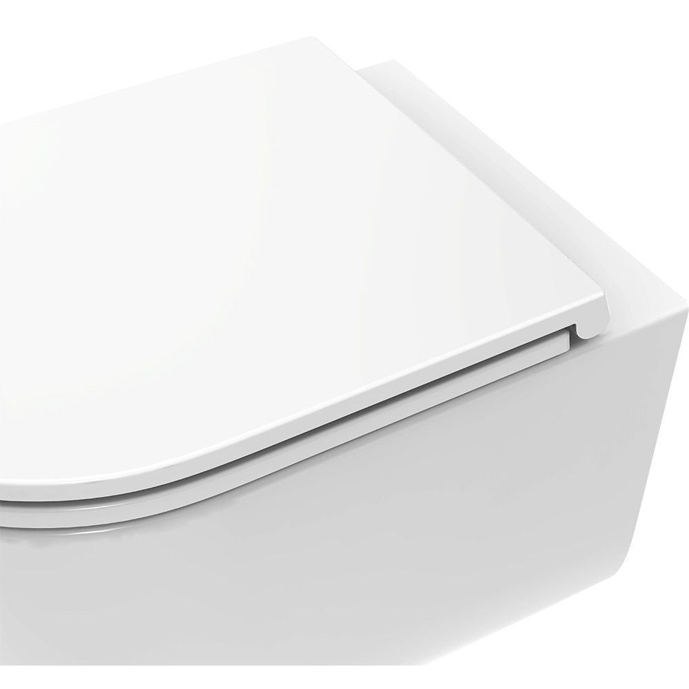 Vas WC suspendat GOODHOME Luvia HDC789RWH, ceramica, 36 x 50.5 x 35 cm, capac SoftClose, alb