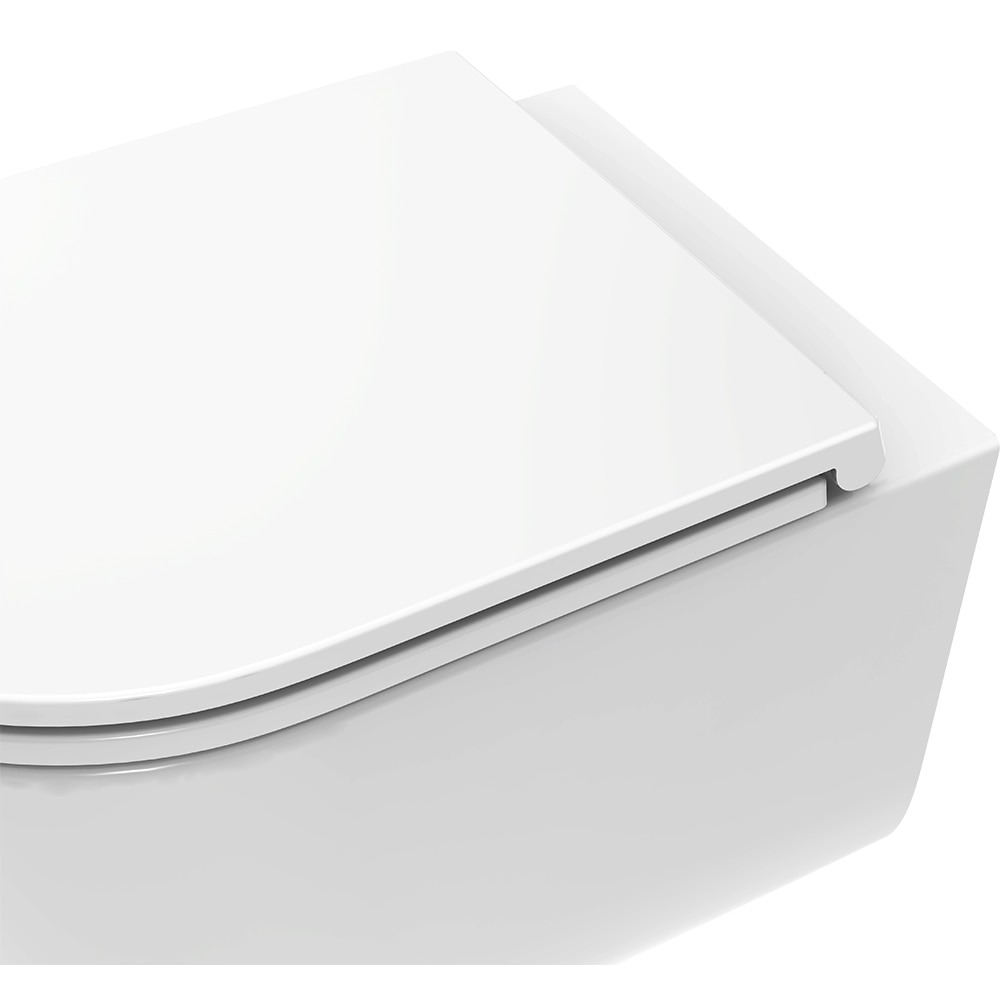 Vas WC suspendat GOODHOME Luvia HDC789RWH, ceramica, 36 x 50.5 x 35 cm, capac SoftClose, alb