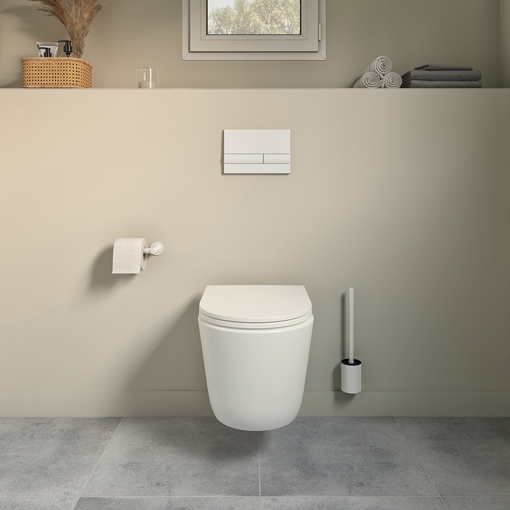 Vas WC suspendat GOODHOME Luvia HDC789RWH, ceramica, 36 x 50.5 x 35 cm, capac SoftClose, alb