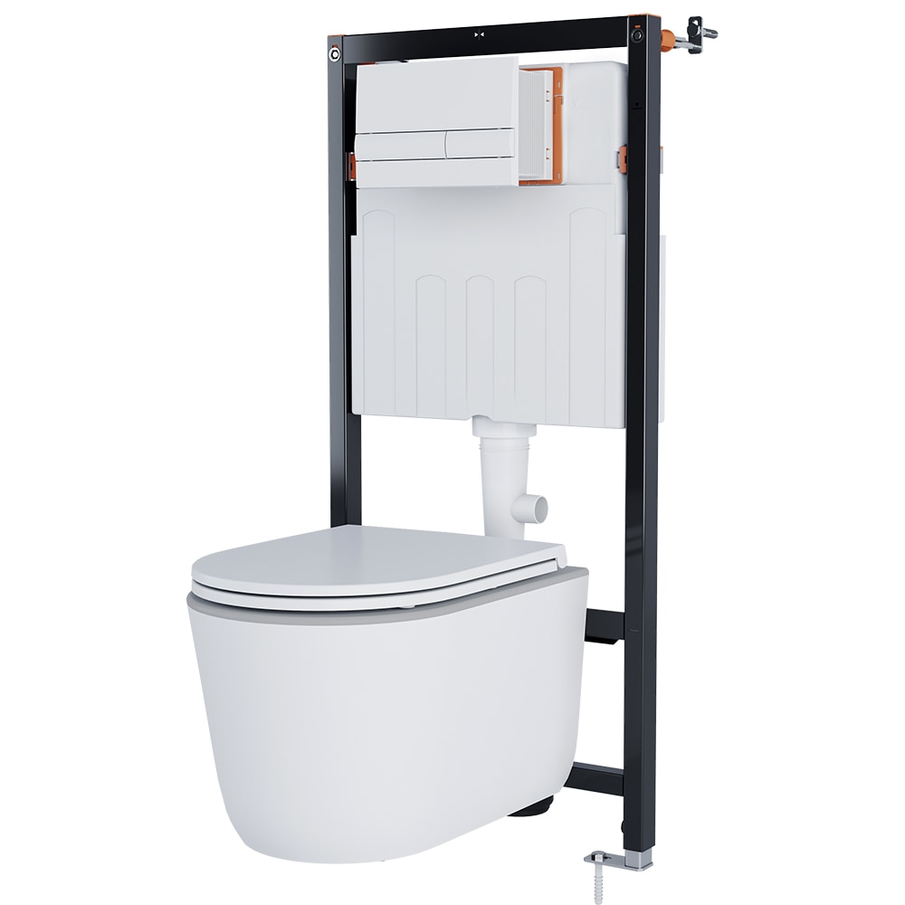 Vas WC suspendat GOODHOME Luvia HDC789RWH, ceramica, 36 x 50.5 x 35 cm, capac SoftClose, alb