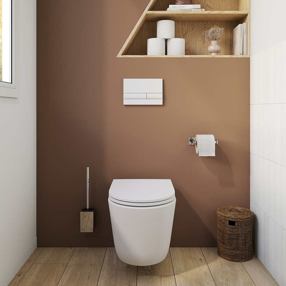 Vas WC suspendat GOODHOME Luvia HDC789RWH, ceramica, 36 x 50.5 x 35 cm, capac SoftClose, alb