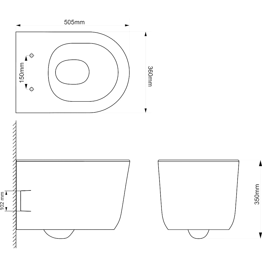 Vas WC suspendat GOODHOME Luvia HDC789RWH, ceramica, 36 x 50.5 x 35 cm, capac SoftClose, alb