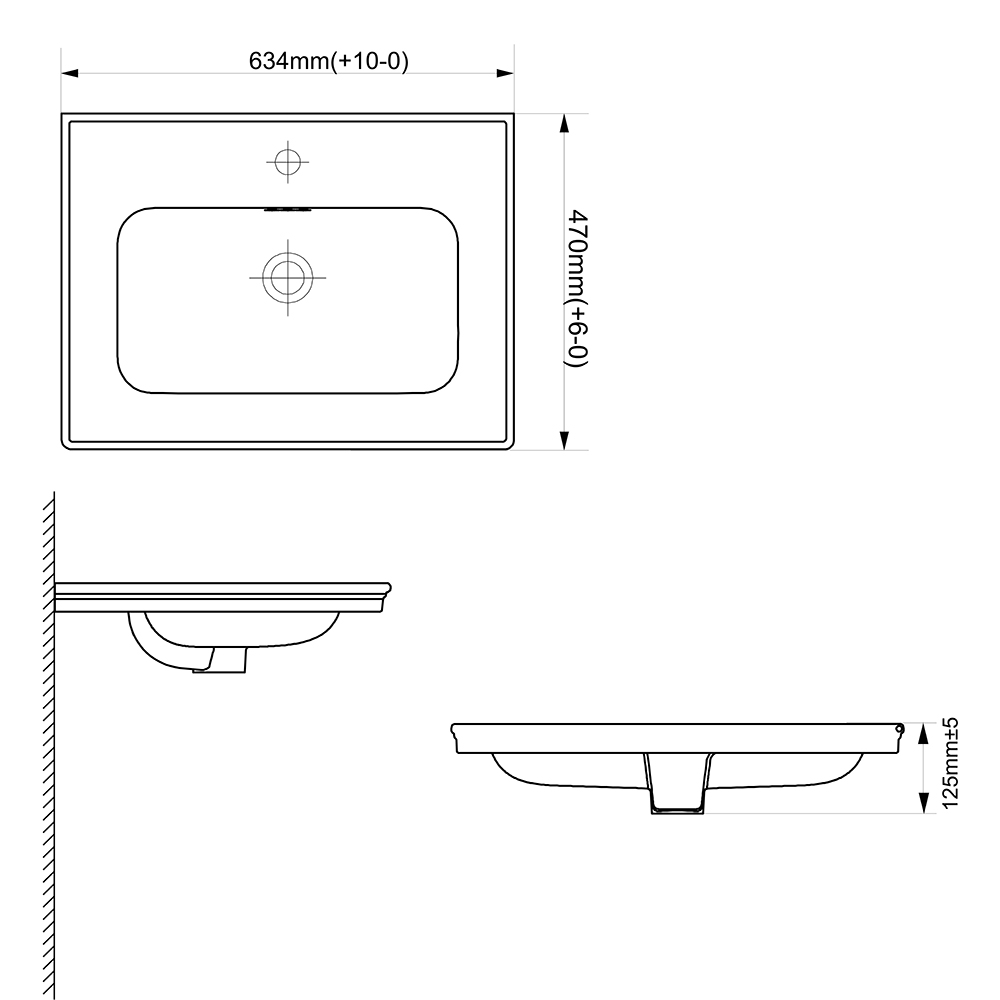 Lavoar incorporabil GoodHome Endell, ceramica, 63.4 x 47 cm, alb
