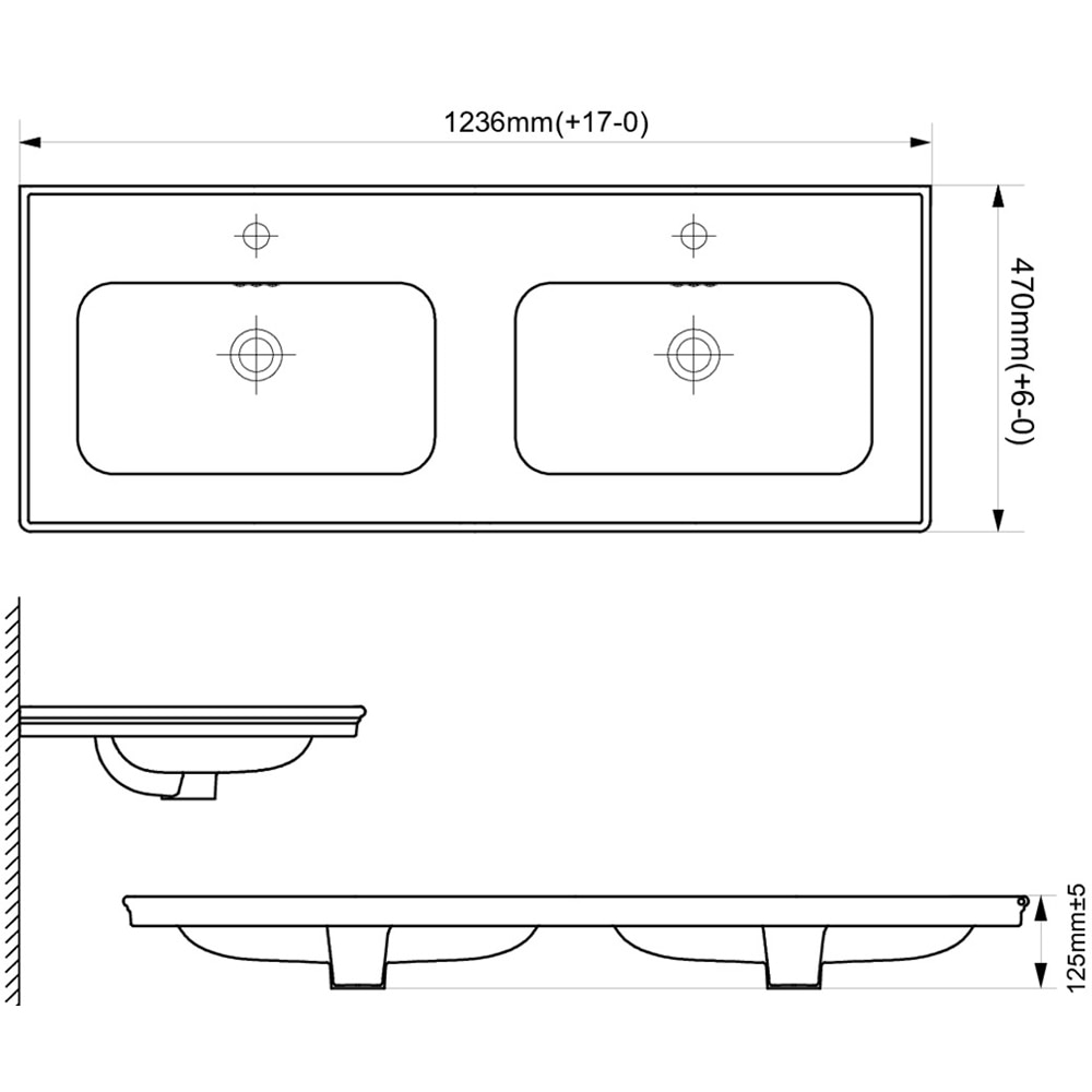 Lavoar incorporabil GoodHome Endell, ceramica, 123.4 x 47 cm, alb