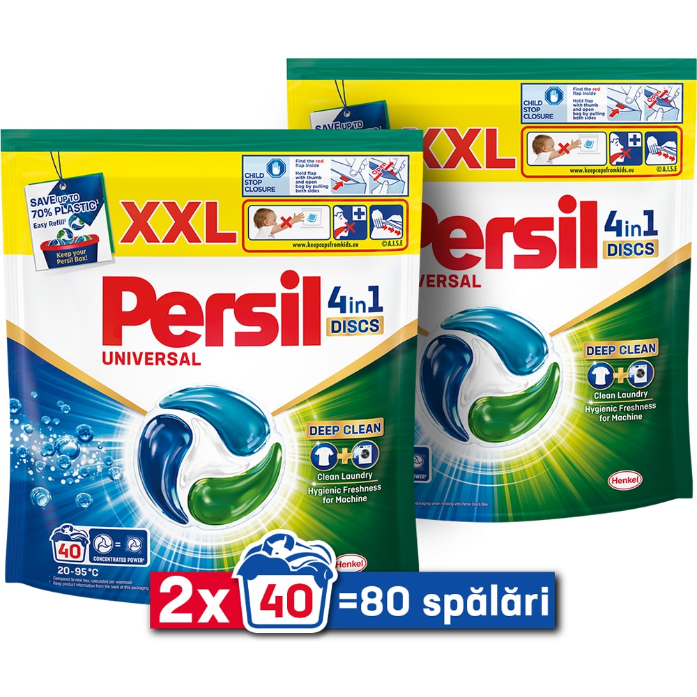 Detergent capsule PERSIL 4in1 Discs Universal, 2 x 40 spalari