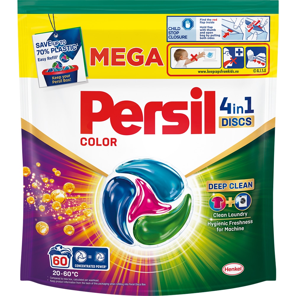 Detergent capsule PERSIL 4in1 Discs Color, 60 spalari