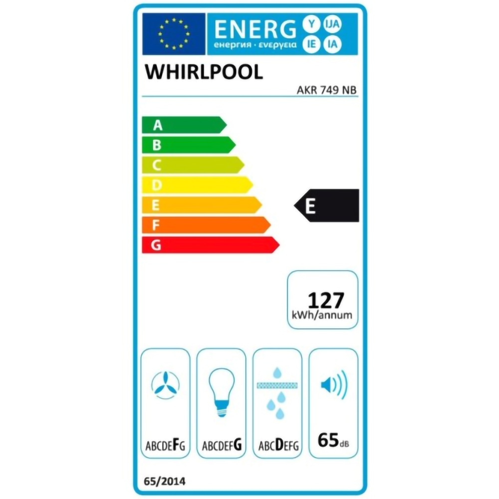 Hota incorporabila telescopica WHIRLPOOL AKR 749 NB, 1 motor, 336 m3/h, L 60 cm, negru