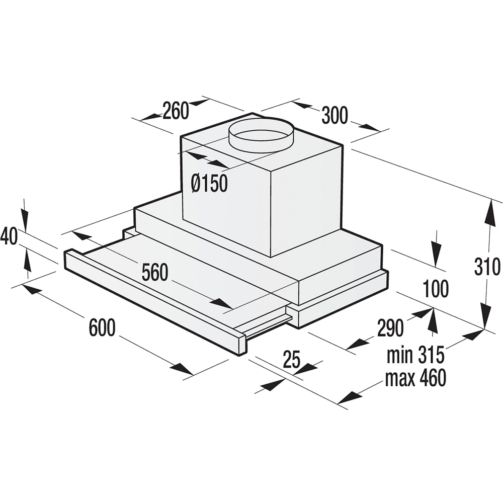 Hota incorporabila telescopica GORENJE BHP643S3BG, 1 motor, 798 m3/h, L 60 cm, negru