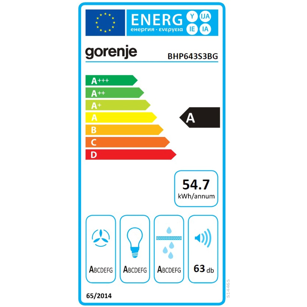 Hota incorporabila telescopica GORENJE BHP643S3BG, 1 motor, 798 m3/h, L 60 cm, negru