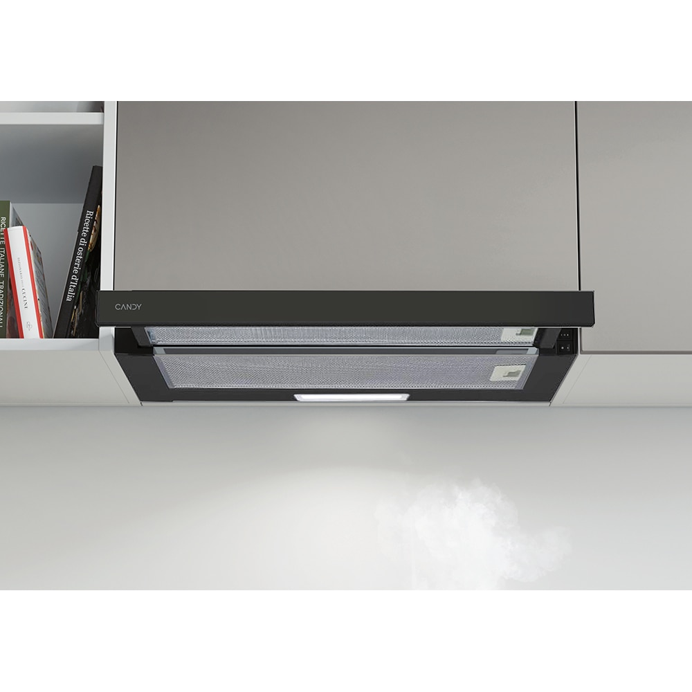 Hota incorporabila telescopica CANDY CBT60RBG, 1 motor, 402 m3/h, L 60 cm, negru