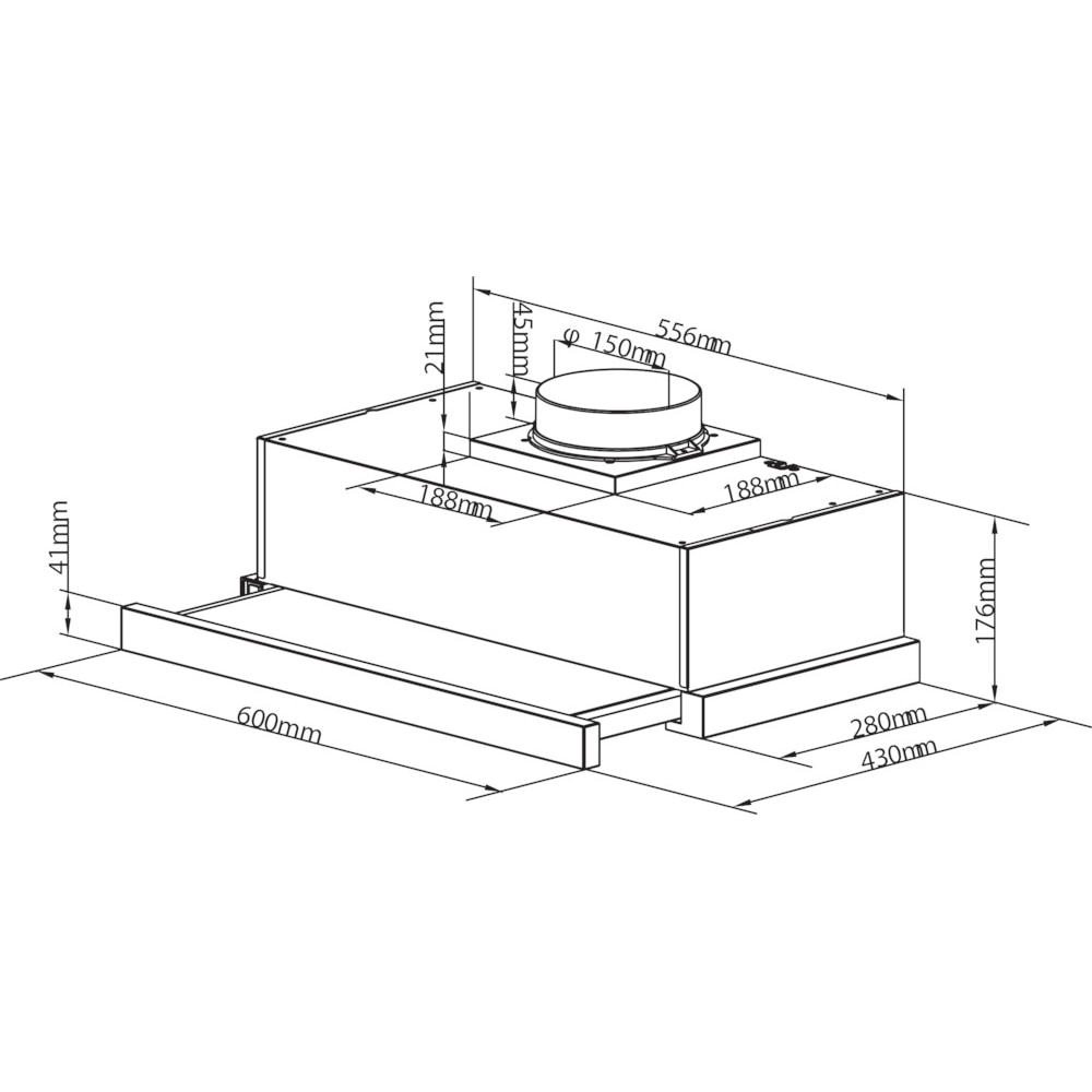 Hota incorporabila telescopica CANDY CBT625/2X/1, 1 motor, 332 m3/h, L 60 cm, inox