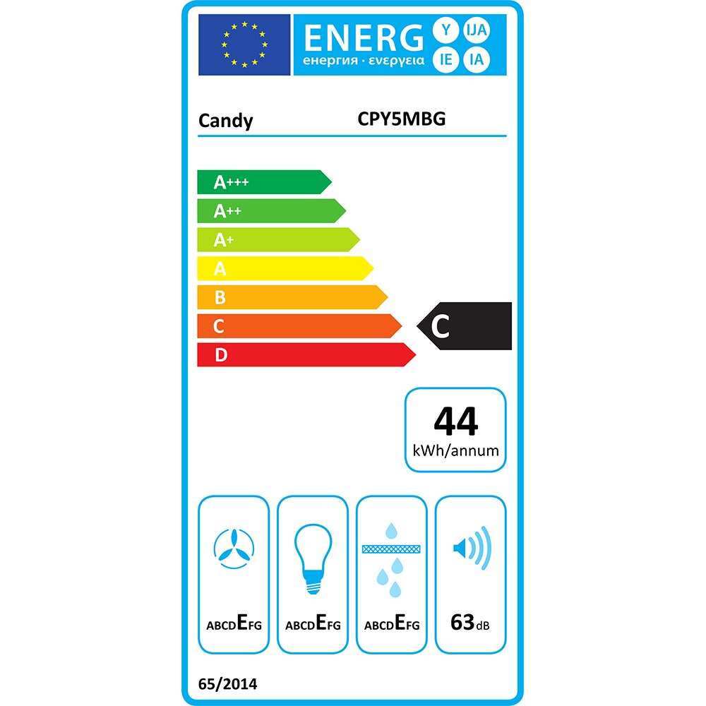Hota incorporabila CANDY CPY5MBG, 1 motor, 298 m3/h, L 52 cm, negru