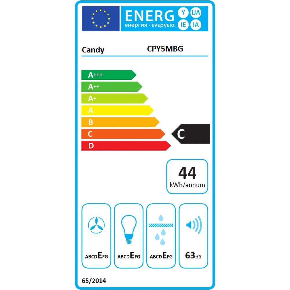 Hota incorporabila CANDY CPY5MBG, 1 motor, 298 m3/h, L 52 cm, negru