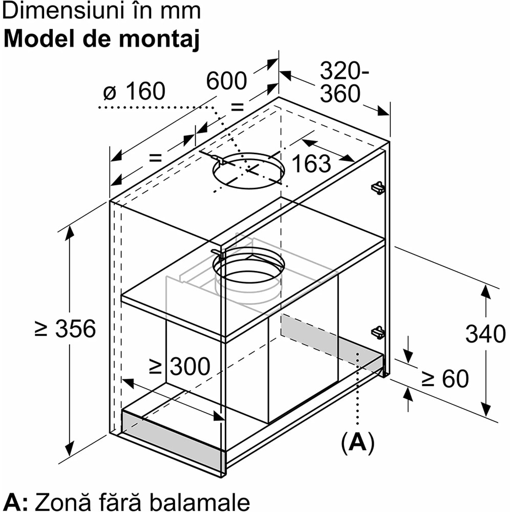 Hota incorporabila BOSCH DBB67AM60, 1 motor, 749 m3/h, L 60 cm, negru