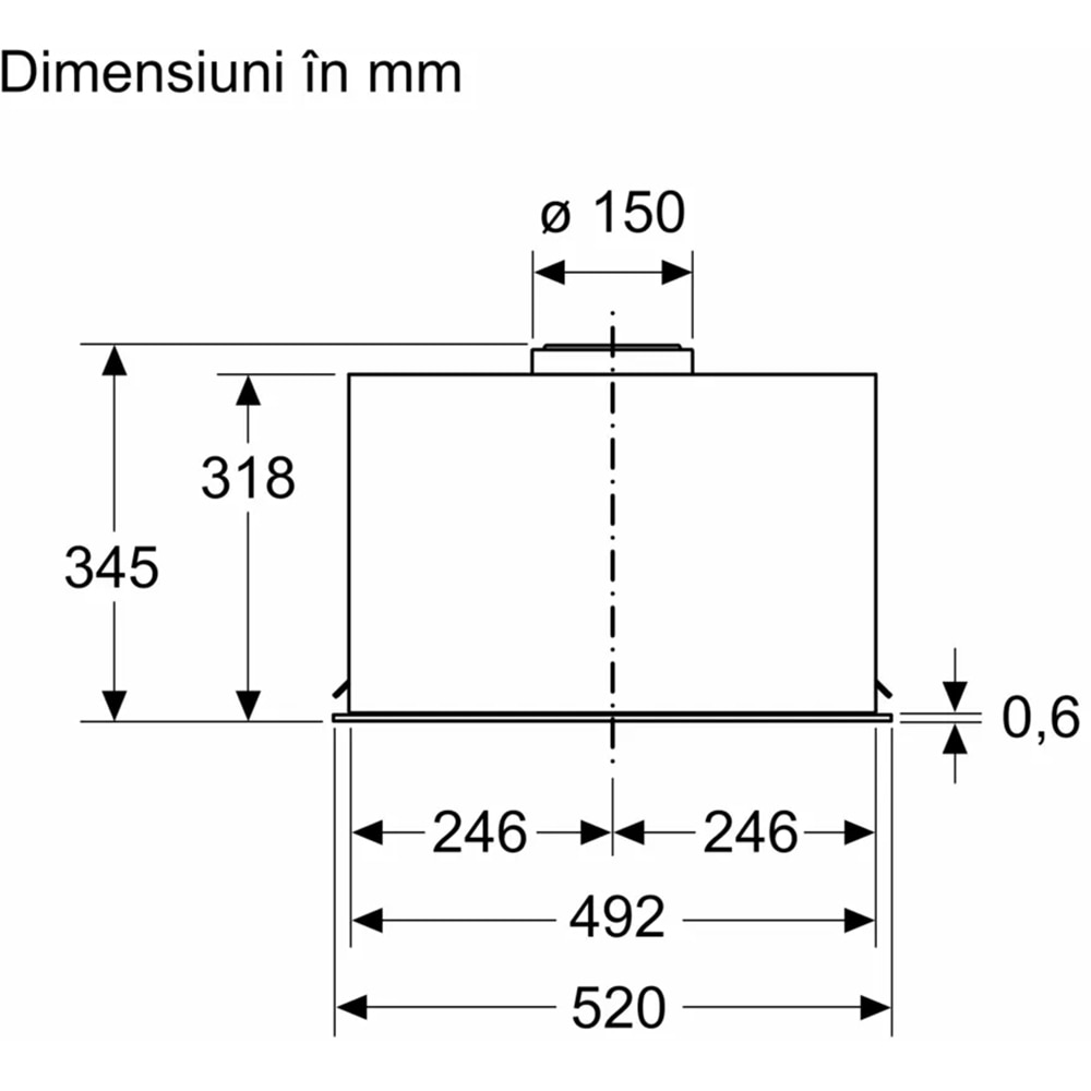 Hota incorporabila BOSCH DLN56AC60, 1 motor, 645 m3/h, L 52 cm, negru