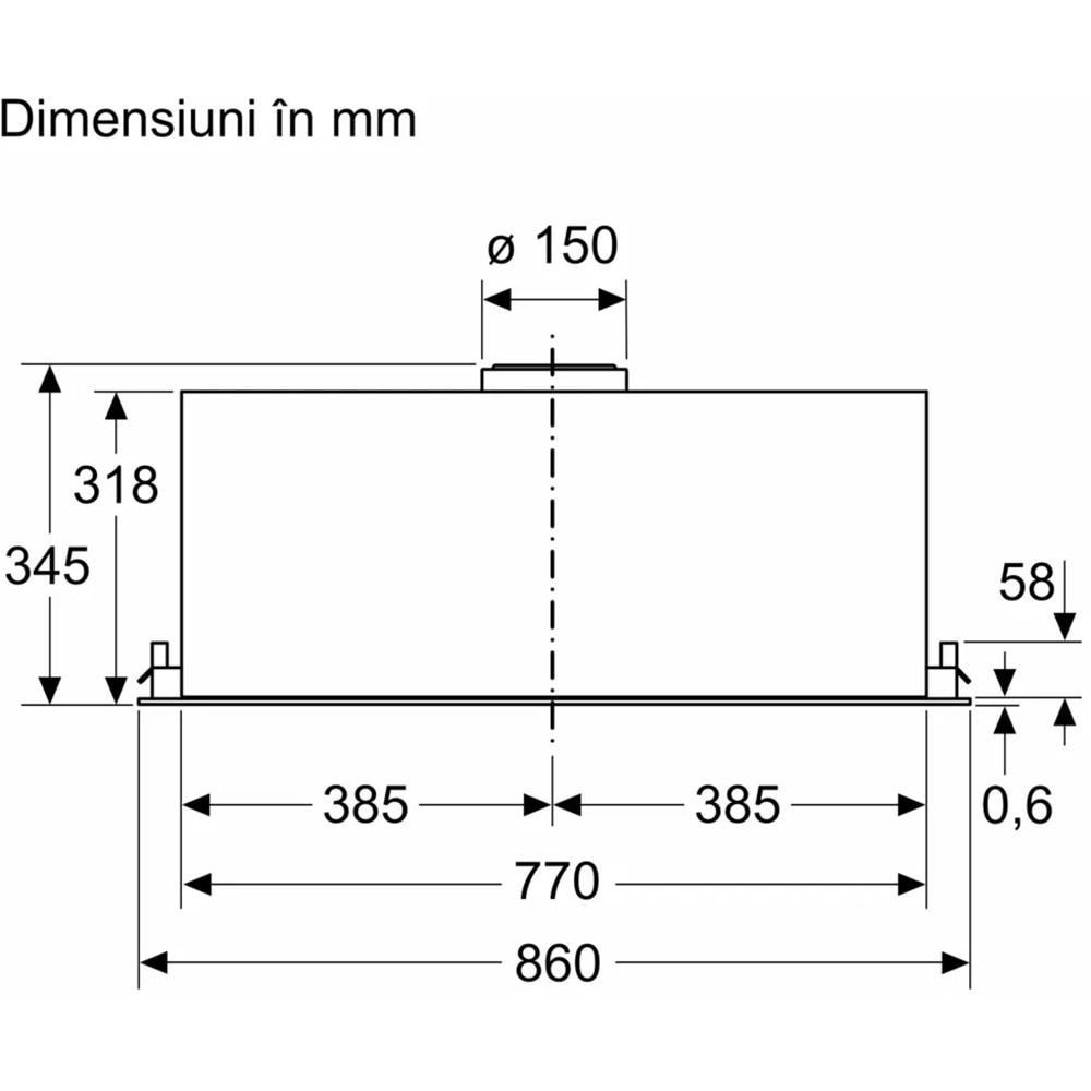 Hota incorporabila BOSCH DLN56AC50, 1 motor, 745 m3/h, L 86 cm, inox