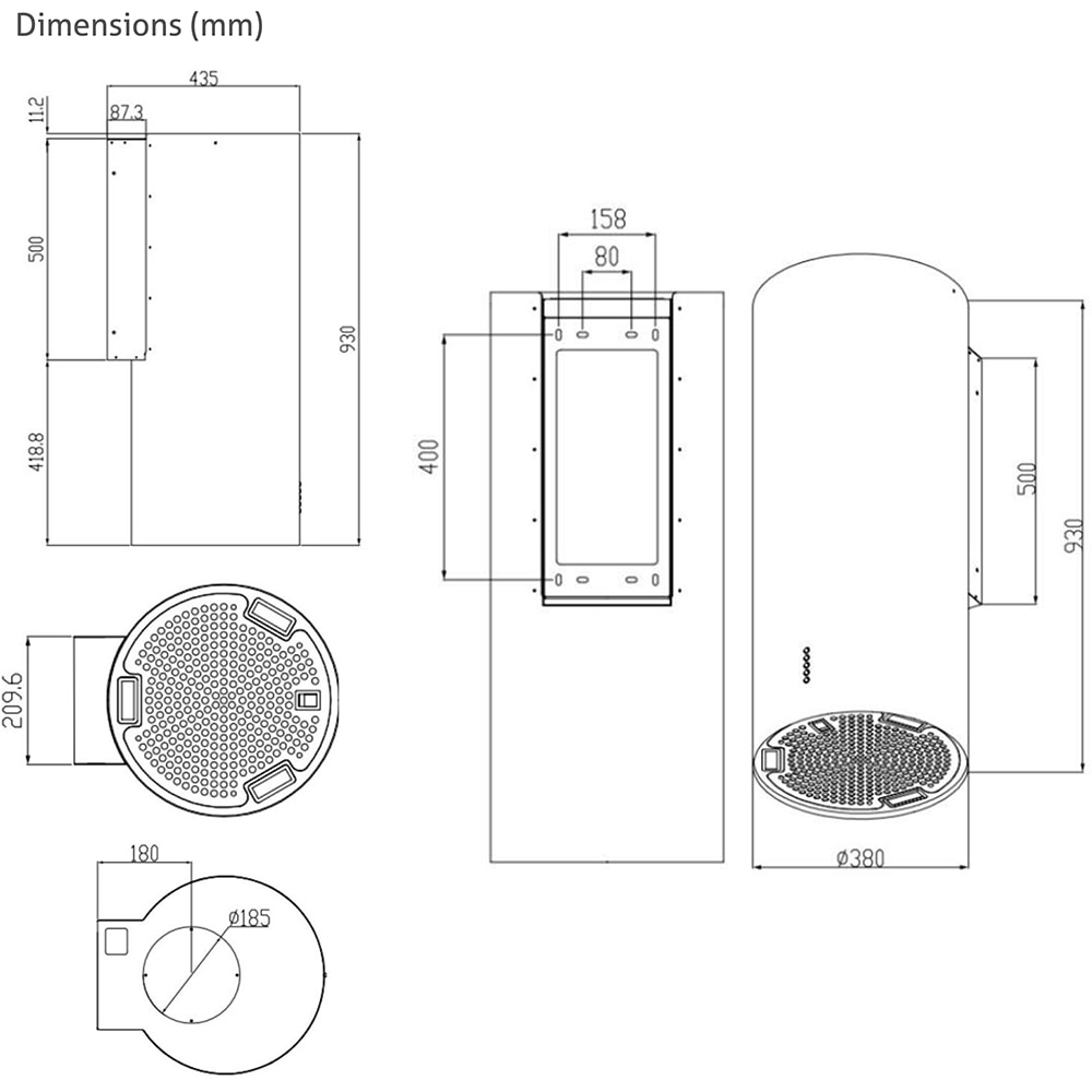 Hota decorativa TURBIONAIRE Dot 35 WS, 1 motor, 650 m3/h, L 38 cm, inox