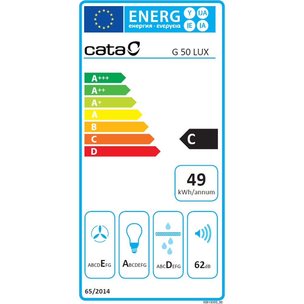 Hota incorporabila CATA G 50 LUX X, 1 motor, 400 m3/h, L 53 cm, inox