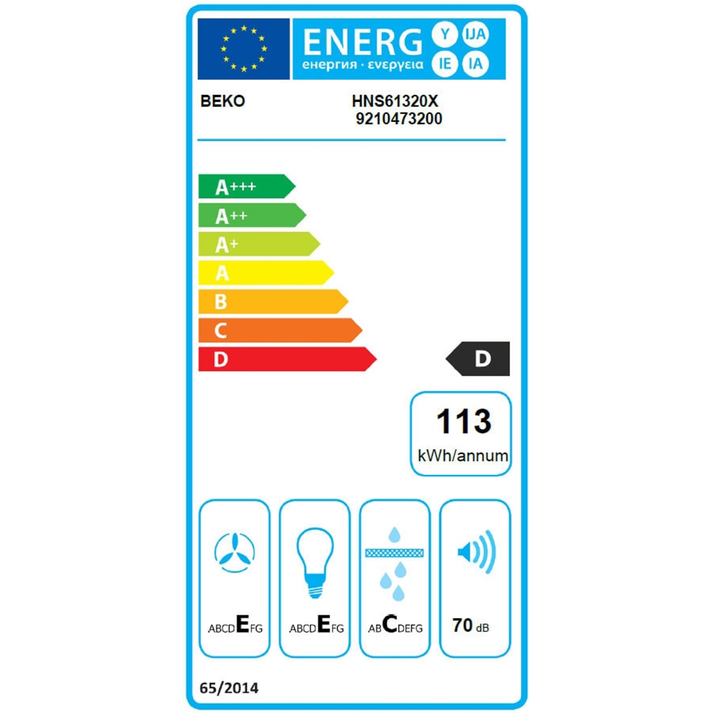 Hota traditionala BEKO HNS61320X, 2 motoare, 380 m3/h, L 60 cm, negru-inox