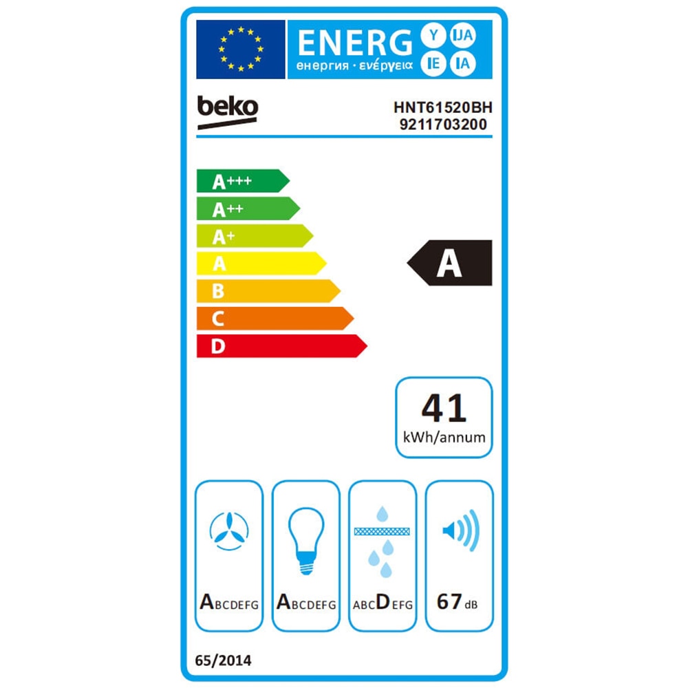 Hota incorporabila telescopica BEKO HNT61520BH, 1 motor, 574 m3/h, L 60 cm, negru