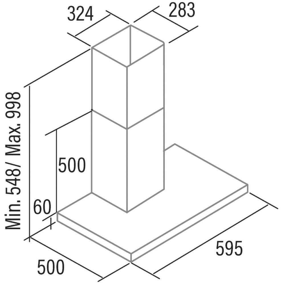 Hota decorativa CATA Legend 6000 XGBK, 1 motor, 530 m3/h, L 60 cm, inox