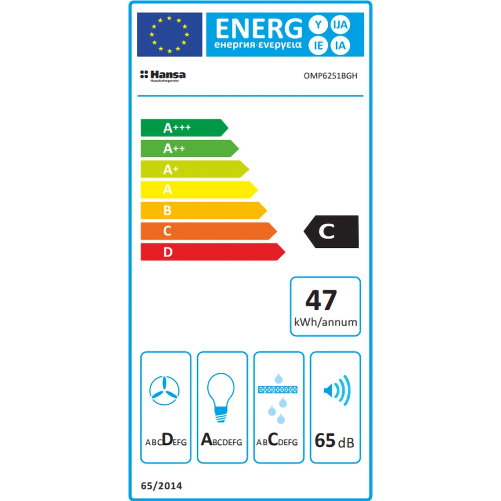 Hota incorporabila HANSA OMP6251BGH, 1 motor, 389 m3/h, L 55 cm, negru