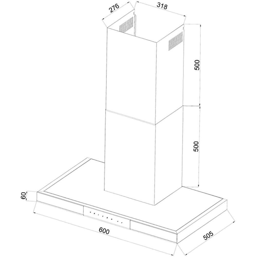 Hota decorativa TURBIONAIRE Elva 60 WB TEV60WB, 1 motor, 692 m3/h, L 60 cm, negru
