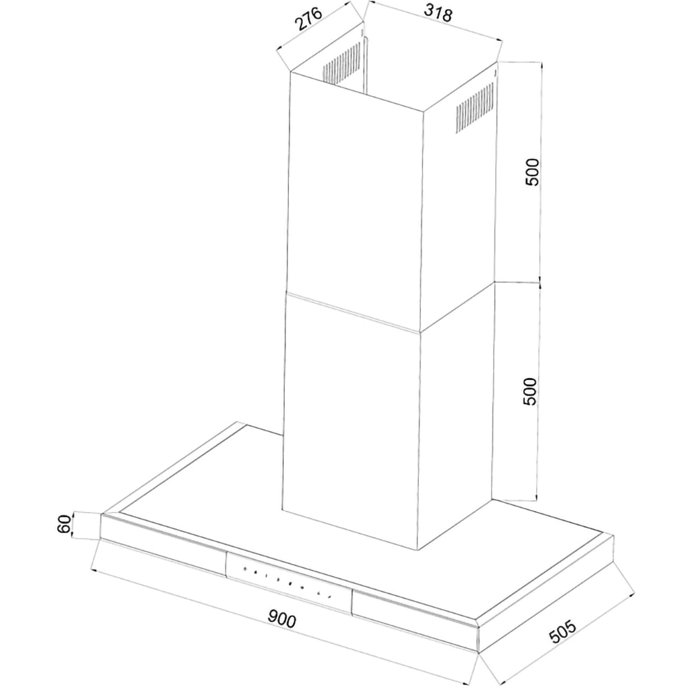 Hota decorativa TURBIONAIRE Elva 90 WB TEV90WB, 1 motor, 692 m3/h, L 90 cm, negru