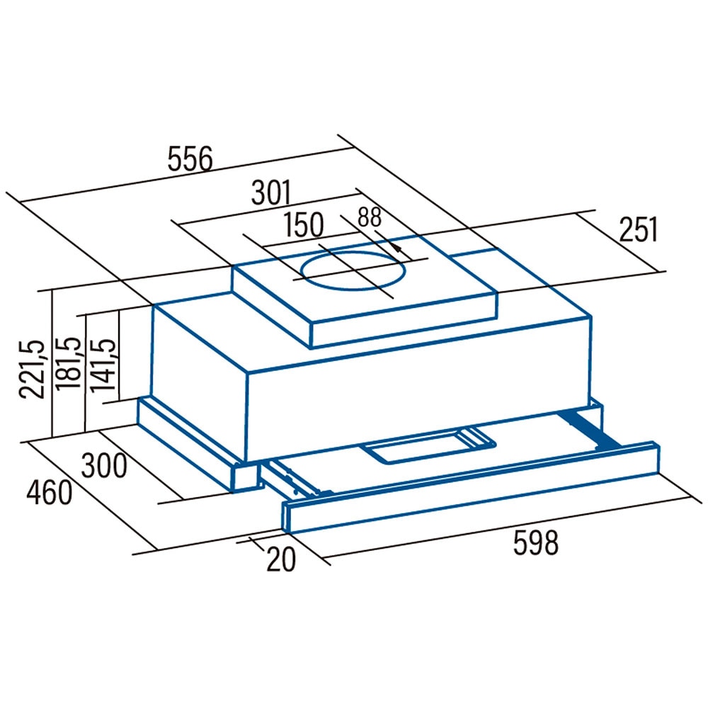Hota incorporabila telescopica CATA TFH 6630 X, 1 motor, 605 m3/h, L 60 cm, inox