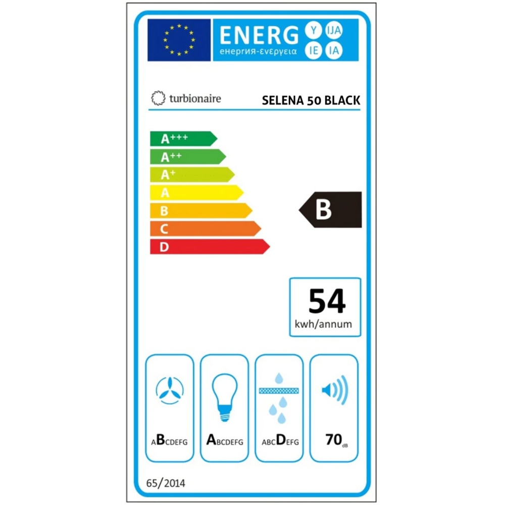 Hota incorporabila TURBIONAIRE Selena 50 B TSL50B, 1 motor, 579 m3/h, L 50 cm, negru