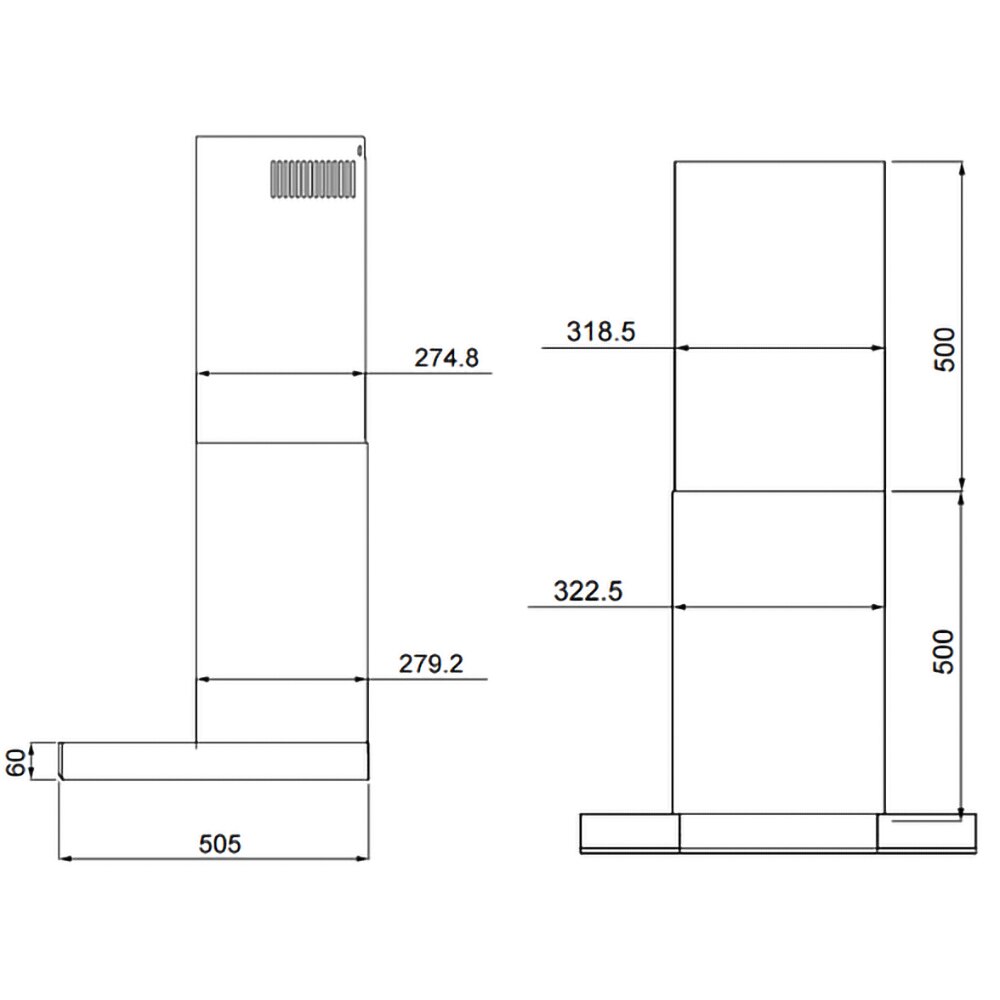 Hota decorativa TURBIONAIRE Tech 90 S TTE90WPS, 1 motor, 711 m3/h, L 90 cm, inox