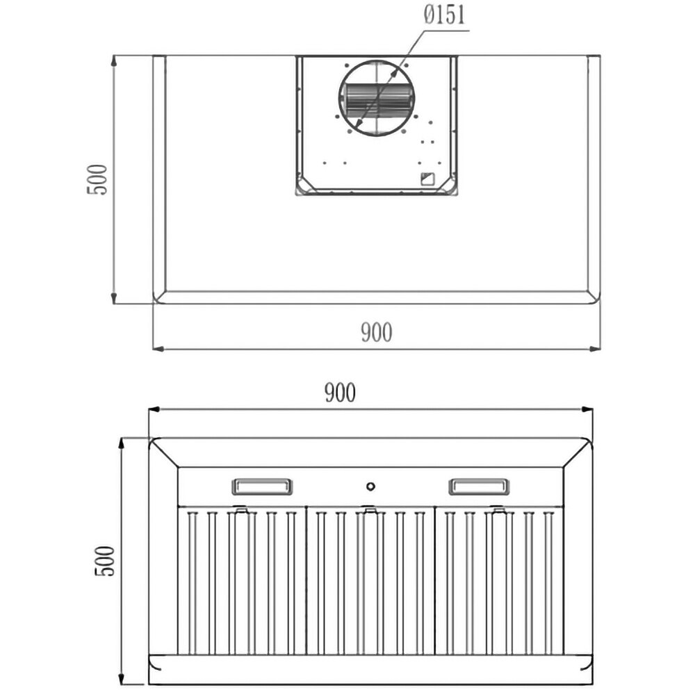 Hota decorativa TURBIONAIRE Tech 90 S TTE90WPS, 1 motor, 711 m3/h, L 90 cm, inox
