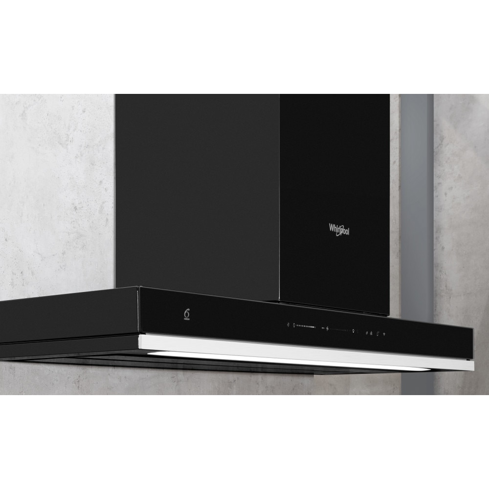 Hota decorativa WHIRLPOOL WHSS 90F L T C K, 1 motor, 432 m3/h, L 90 cm, negru