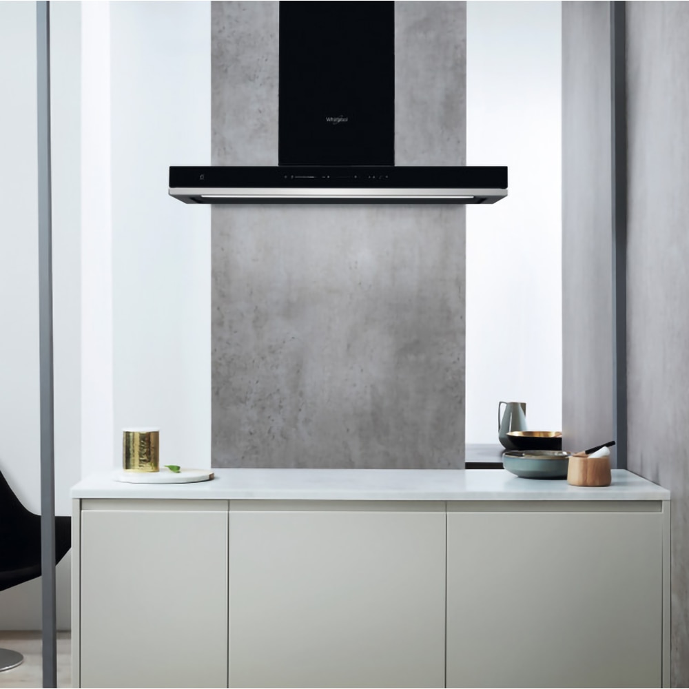 Hota decorativa WHIRLPOOL WHSS 90F L T C K, 1 motor, 432 m3/h, L 90 cm, negru