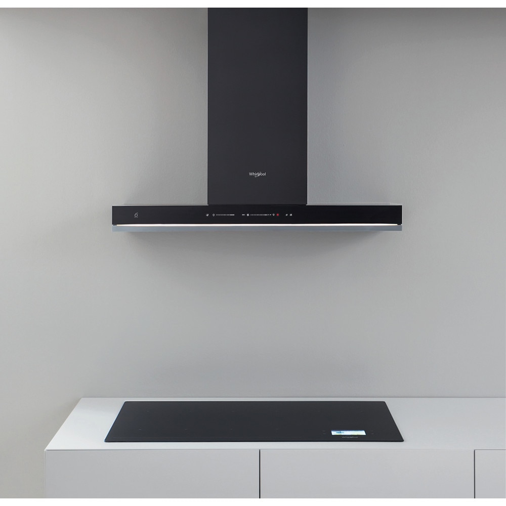 Hota decorativa WHIRLPOOL WHSS 90F L T C K, 1 motor, 432 m3/h, L 90 cm, negru