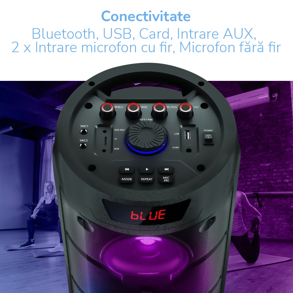 Boxa portabila E-BODA Party 200 Pro, Bluetooth, USB, Radio FM, negru