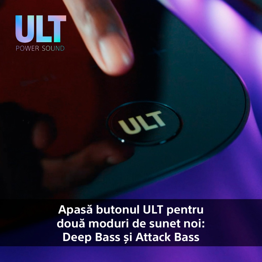 Sistem audio SONY ULT Tower 10, Bluetooth, USB, Ultimate Deep Bass, Microfon wireless, negru