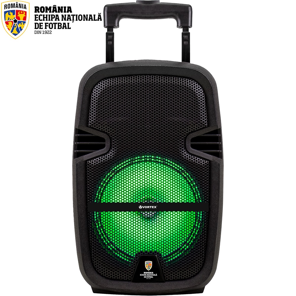 Boxa portabila VORTEX VO2653FRF Echipa Nationala de Fotbal, 30W, Microfon, Bluetooth, USB, Radio FM, negru