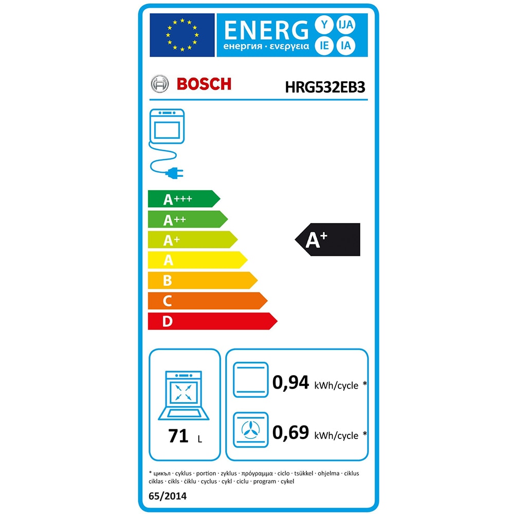 Cuptor incorporabil BOSCH HRG532EB3, Electric, Gatire cu abur, Autocuratare EcoClean, 71 l, Clasa A+, negru