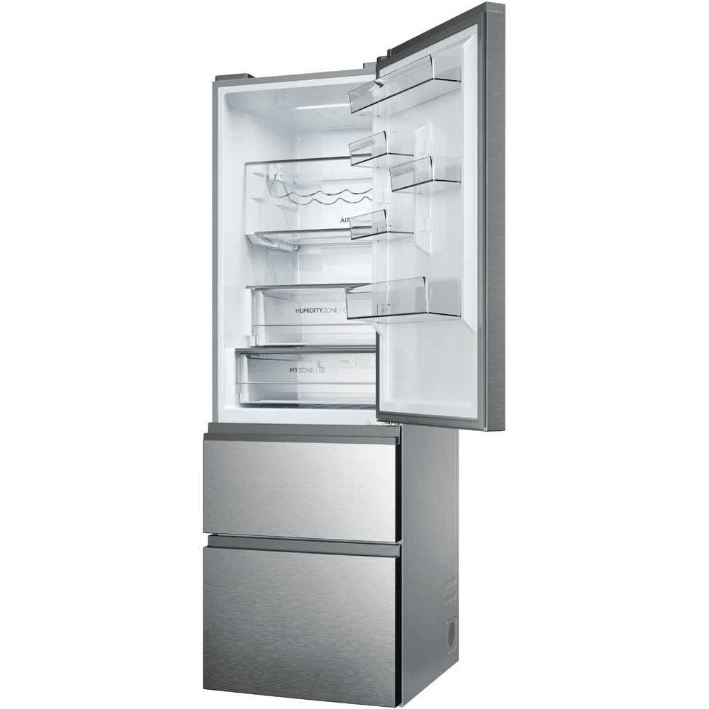 Combina frigorifica HAIER HTW5618DNMG, Total No Frost, 360 l, H 185 cm, Clasa D, Wi-Fi, inox