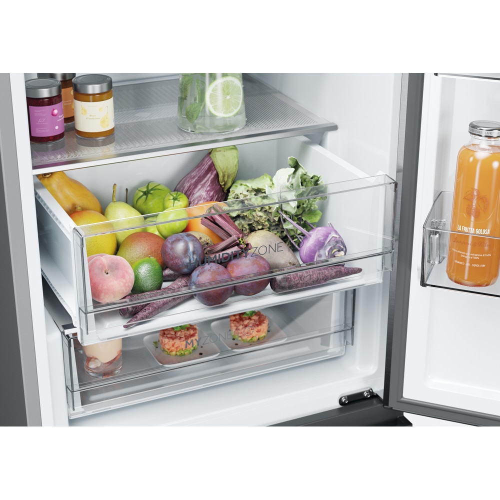 Combina frigorifica HAIER HTW5618DNMG, Total No Frost, 360 l, H 185 cm, Clasa D, Wi-Fi, inox